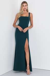 Always Flawless Emerald Green Square Neck Lace Back Maxi Dress