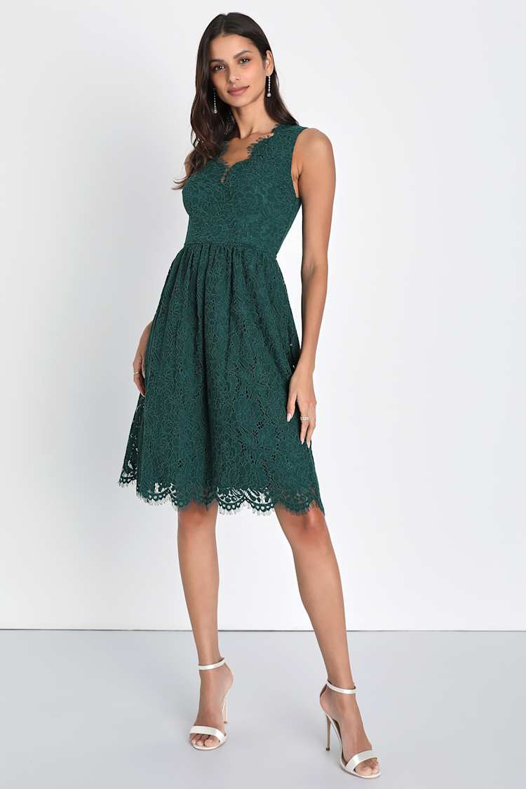 chinese dress ladies Lady Black Tie - Leanne Midi Dress - Emerald Green main image 0