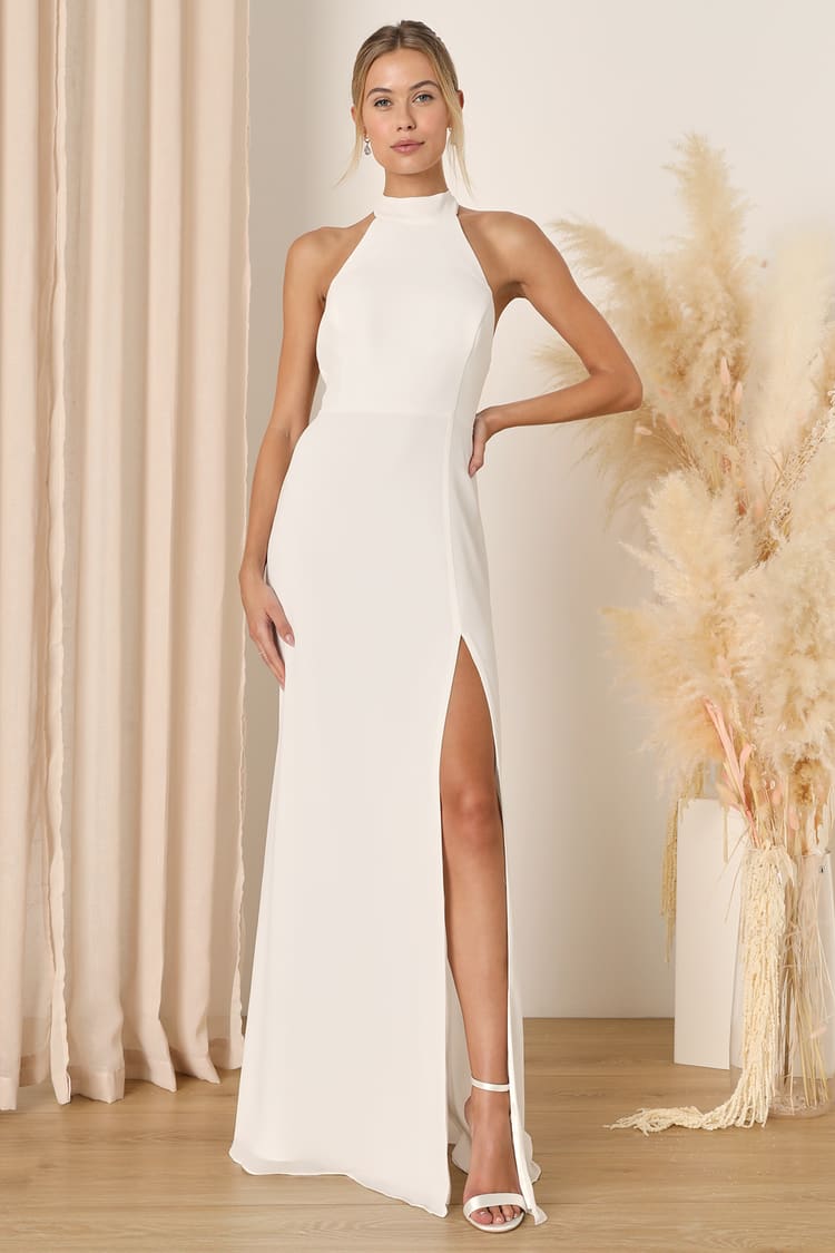 White Maxi Dress - White Halter Maxi Dress - Mermaid Maxi Dress - Lulus
