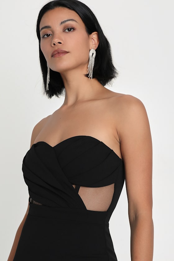 Pleated Strapless Maxi Dress