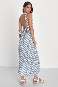 Flirty Fave Ivory Floral Print Tie-Back Midi Dress