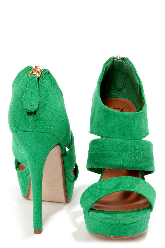 emerald green suede heels