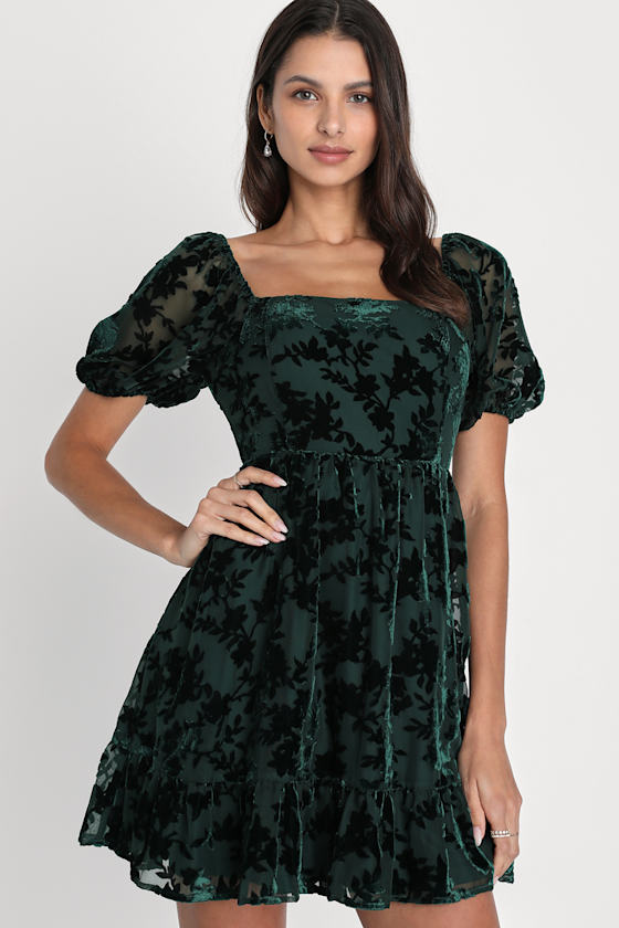 Emerald Green Mini Dress Burnout Dress Velvet Mini Dress Lulus