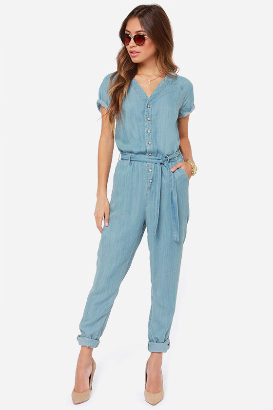 lulus denim jumpsuit