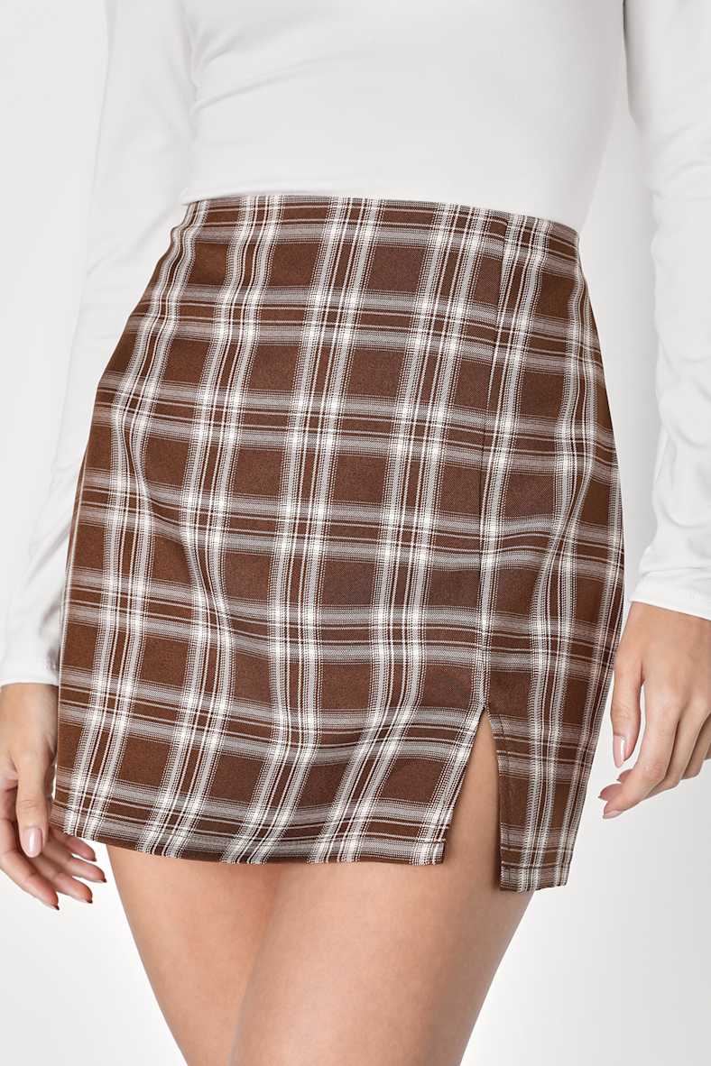Cutest Lesson Brown Plaid High-Rise Mini Skirt