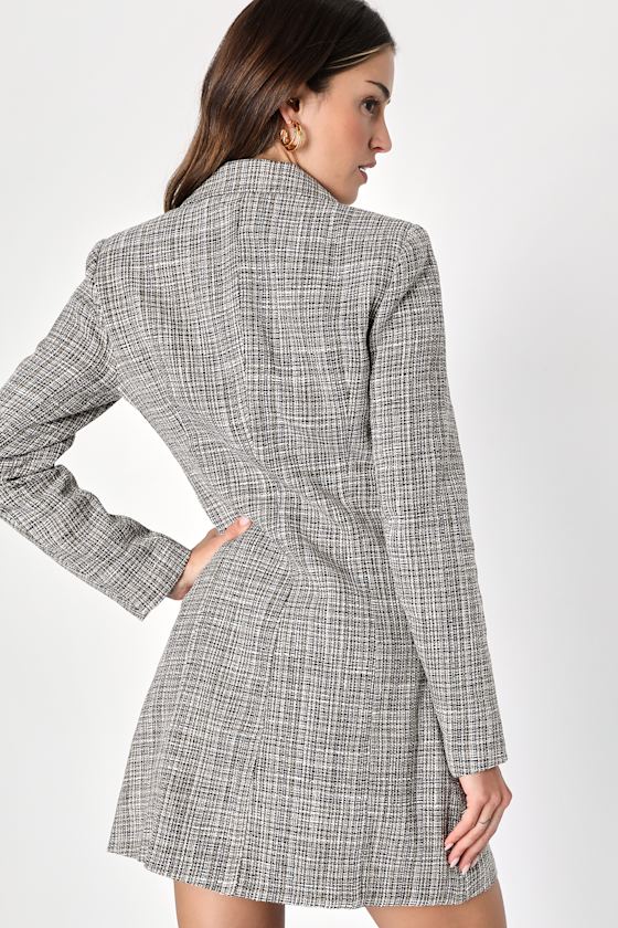 Tweed Double Pocket Dress Lt Bl main image 1