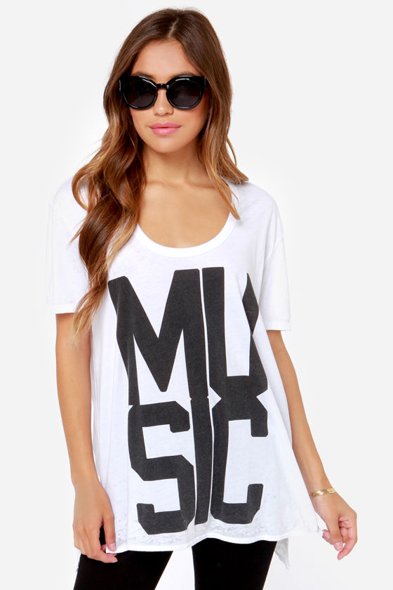 Chaser Music White Tee - Oversized Shirt - White Tee - $63.00 - Lulus
