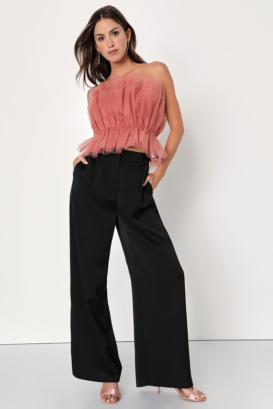 Dusty Rose Strapless Top - Tulle Top - Strapless Tulle Top