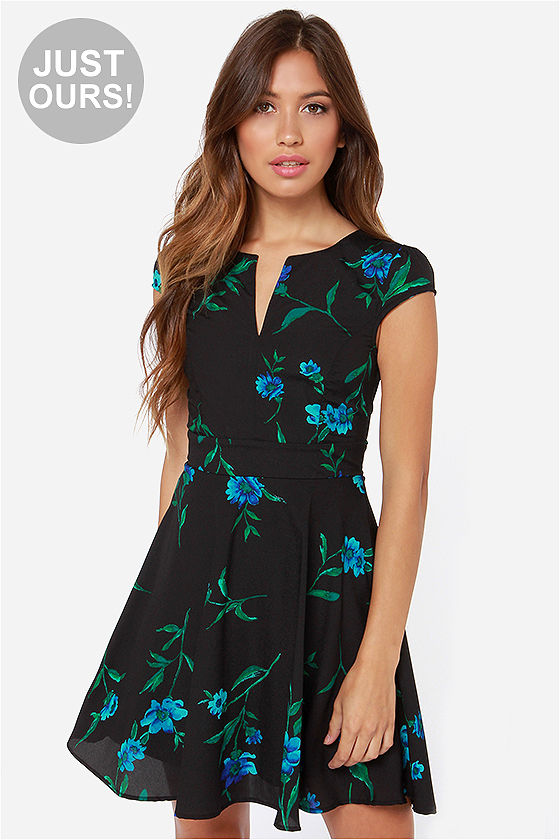 lulus black floral dress