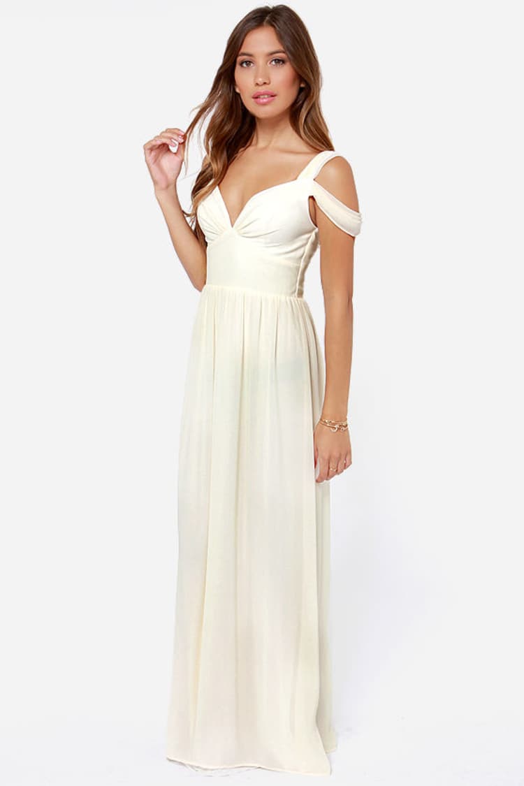Elegant Cream Dress - Maxi Dress - Prom Dress - Bridesmaid Dress - $81.00
