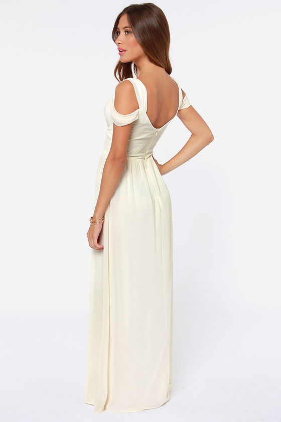 Elegant Cream Dress Maxi Dress Prom Dress Bridesmaid Dress 81.00