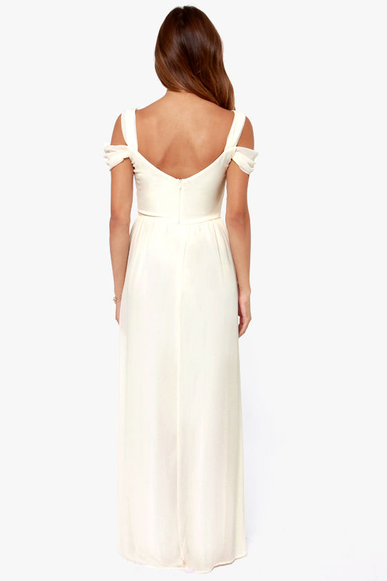 Elegant Cream Dress Maxi Dress Prom Dress Bridesmaid Dress 81.00