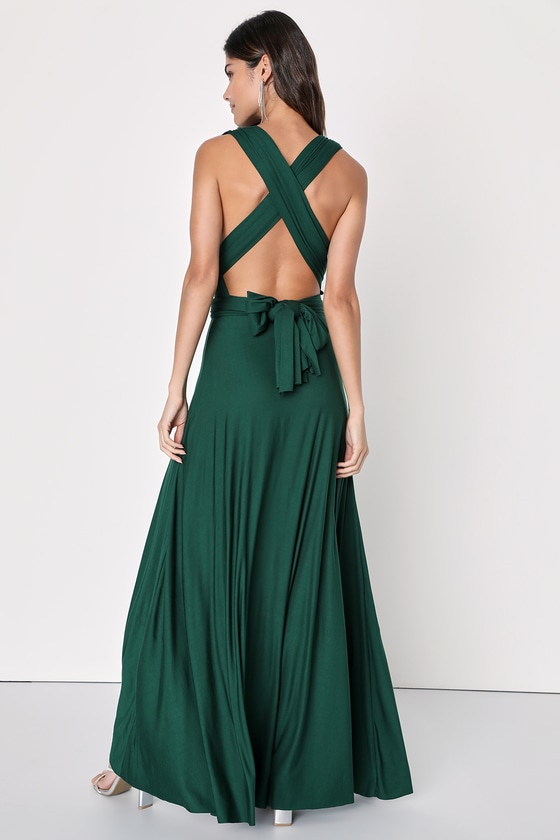 Tricks of the Trade Forest Green Convertible Maxi Dress