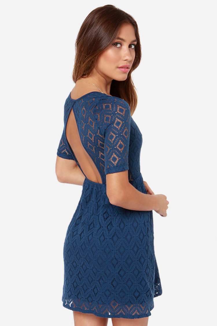 Roxy Out There Dress - Blue Lace Dress - $54.50 - Lulus