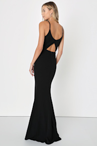 Moments Of Bliss Black Backless Mermaid Maxi Dress