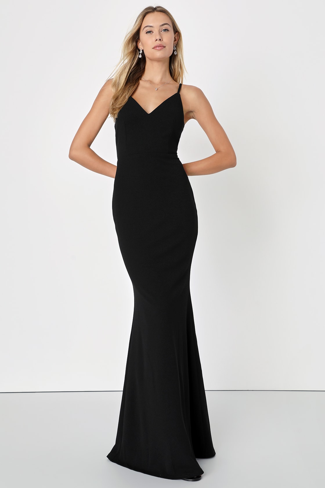 Moments Of Bliss Black Backless Mermaid Maxi Dress