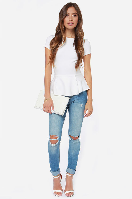quiz white peplum top