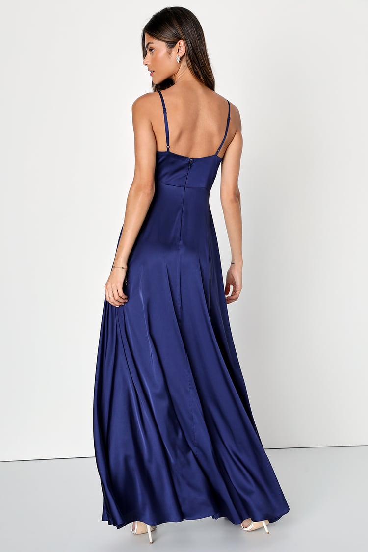 Thoughts of Hue Navy Blue Surplice Maxi Dress  Navy blue bridesmaid dresses,  Blue wedding guest dresses, Navy blue maxi dress