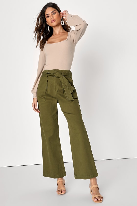 OLIVE WIDE LEG LOWER (WOMEN) - Leaf Originals