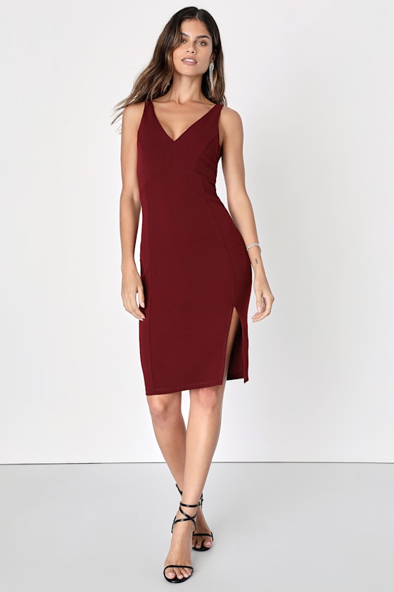 Iconic Moment Plum Purple Bodycon Midi Dress 1