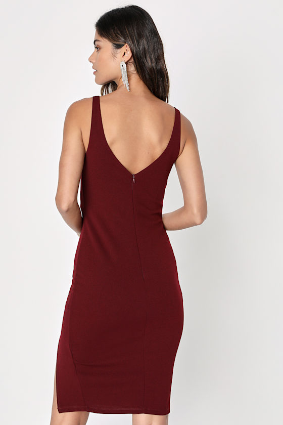 Iconic Moment Plum Purple Bodycon Midi Dress 9