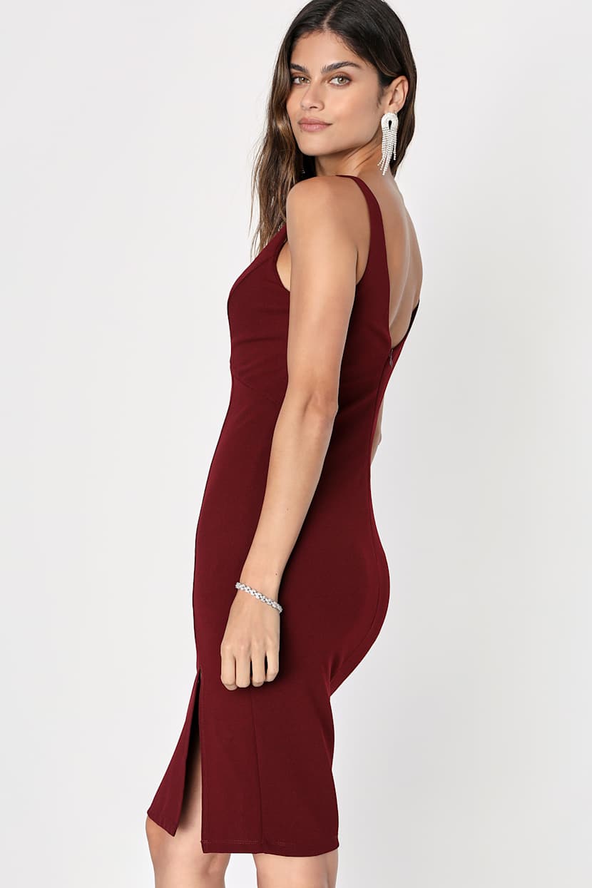plum bodycon midi dress Sophisticated Soiree Plum Purple Bustier Midi Bodycon Dress