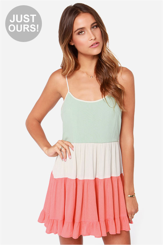color block tiered dress