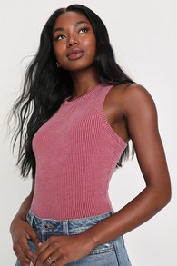 Essential Update Mauve Ribbed Tank Top