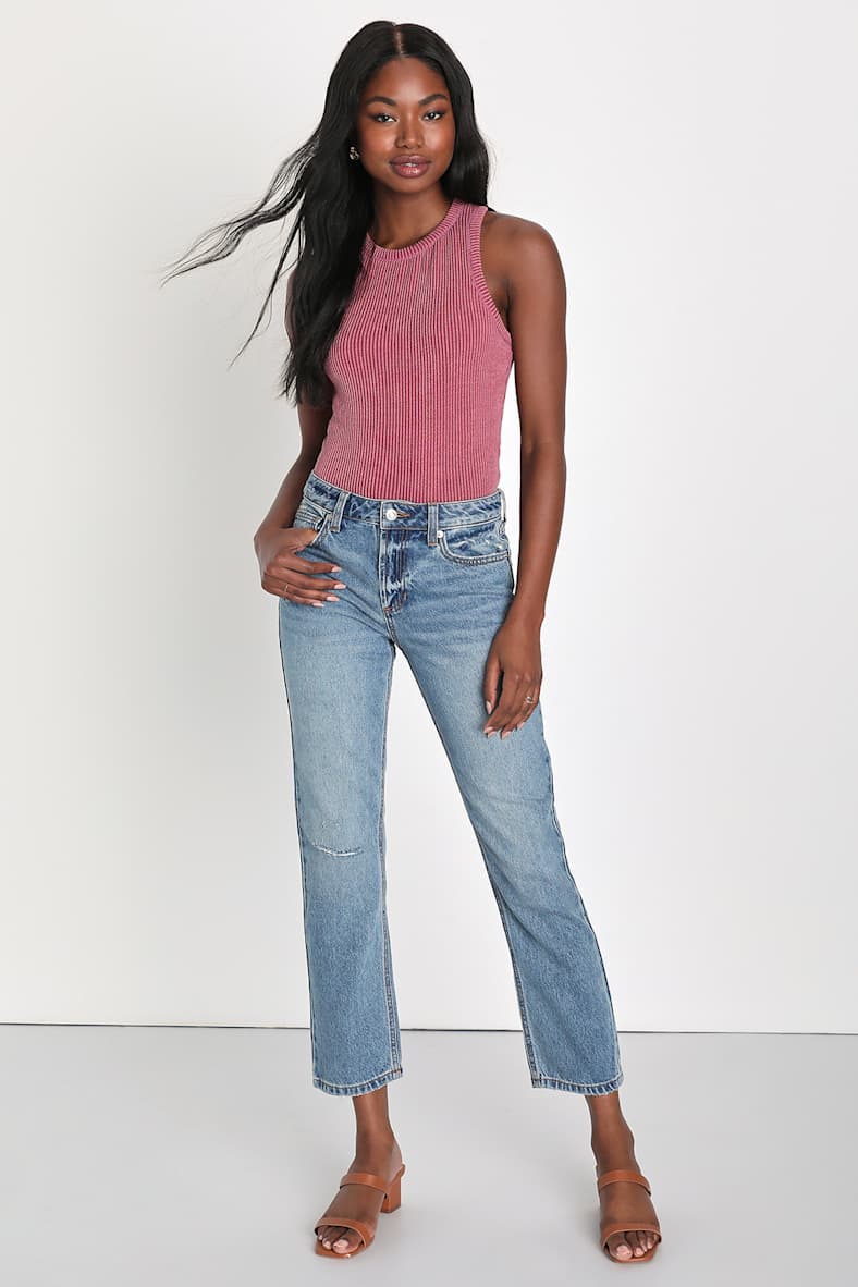 Essential Update Mauve Ribbed Tank Top