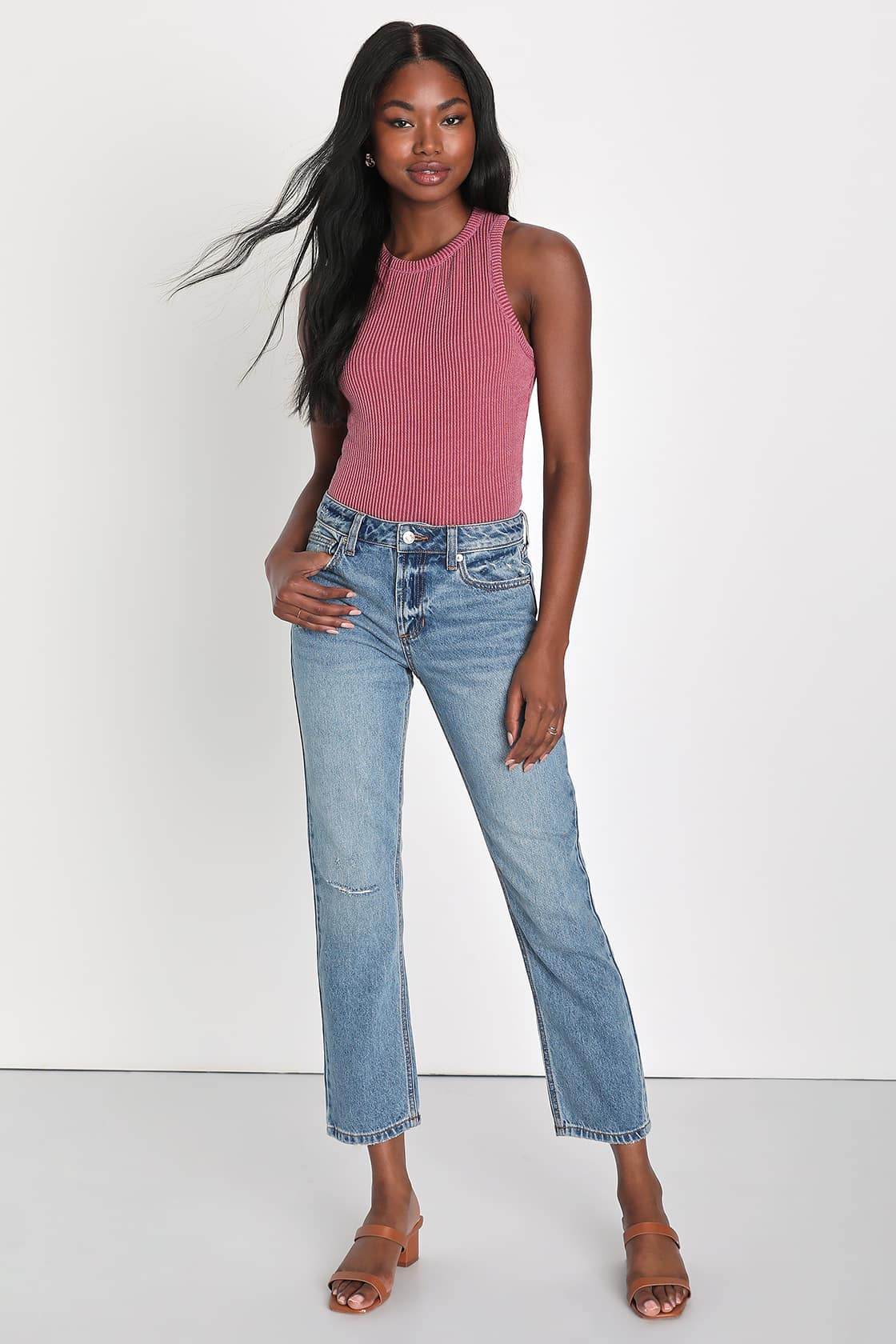 Essential Update Mauve Ribbed Tank Top