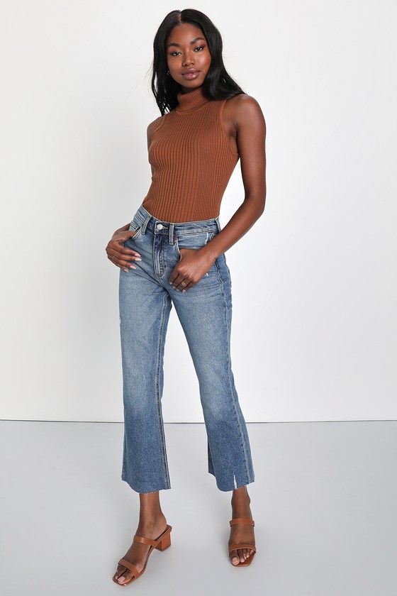 Medium Wash Denim Jeans - High-Rise Jeans - Bootcut Jeans - Lulus