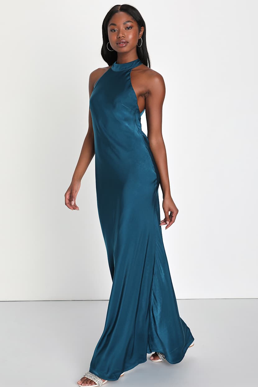 best online formal dress shops australia A-Line Chiffon Long Bridesmaid Dress With Slit in Dark Teal