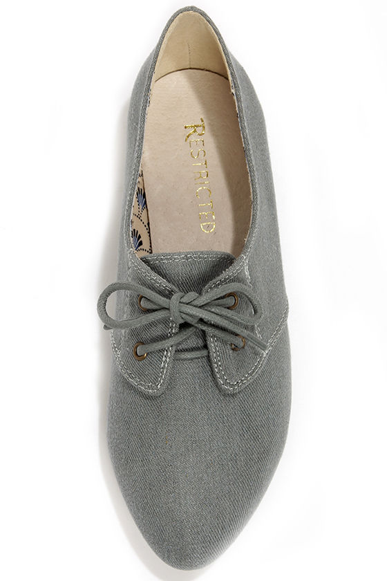 Cute Grey Shoes - Lace-Up Flats - $53.00