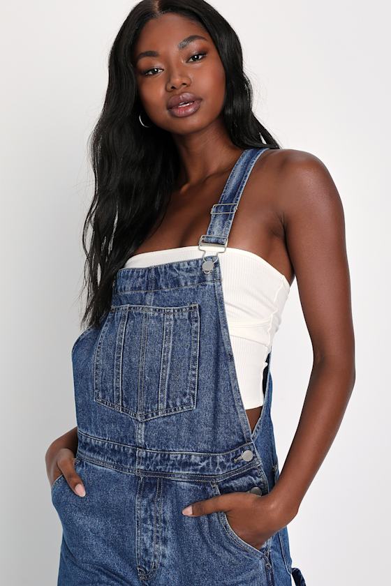 JBD Overalls - Dark Wash Cotton Overalls - Cargo Overalls - Lulus