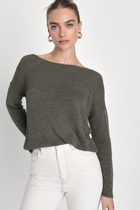 Cute Olive Green Sweater - Loose Knit Sweater - Pullover Sweater - Lulus