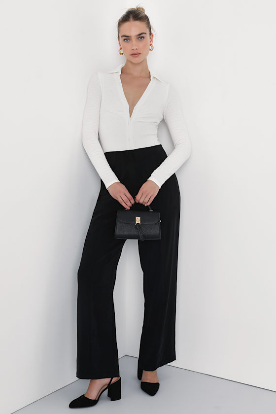 Black Suede-Feel High Rise Pants