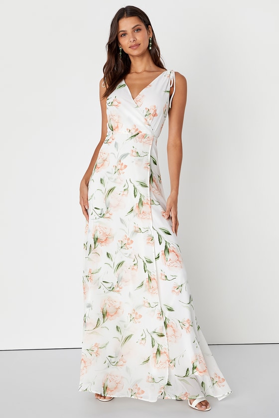 Romantic Possibilities White Floral Print Maxi Dress
