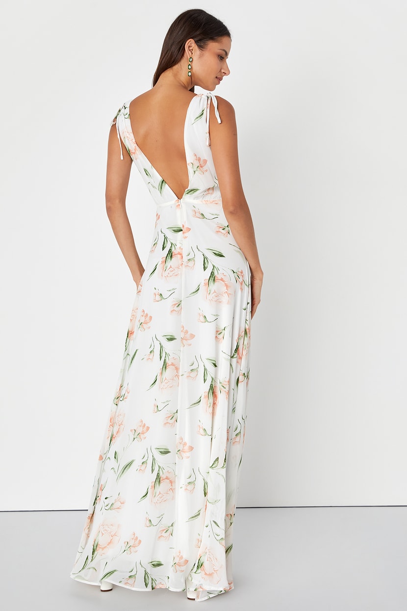 Chic Two-Piece Dress - Floral Print Dress - White Maxi Dress - Lulus