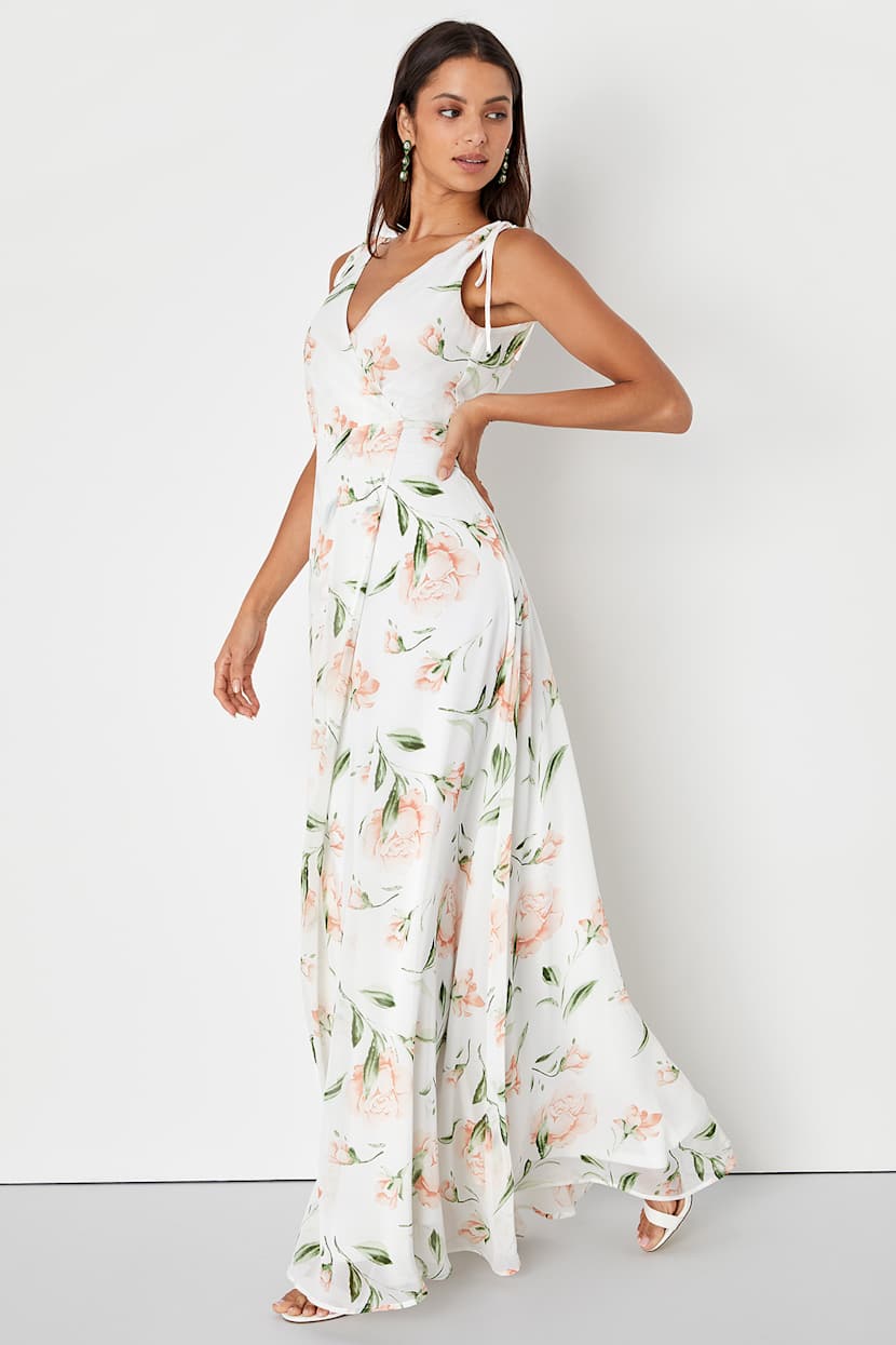 chinese dress ladies Laufry Yellow Floral Print Maxi Dress