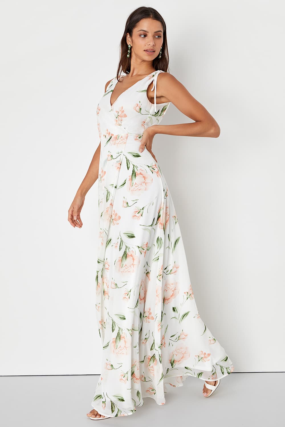 Romantic Possibilities White Floral Print Maxi Dress