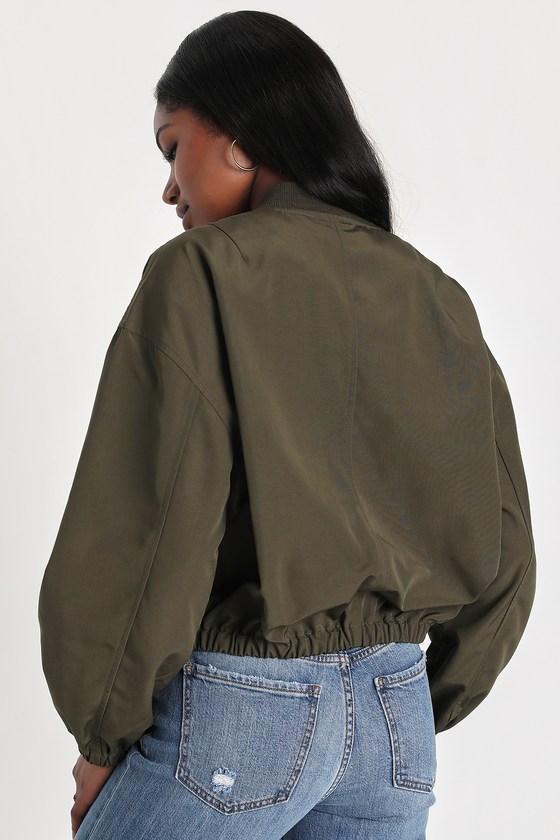 Olive Green Bomber Jacket - Lightweight Bomber - Jacket - Lulus