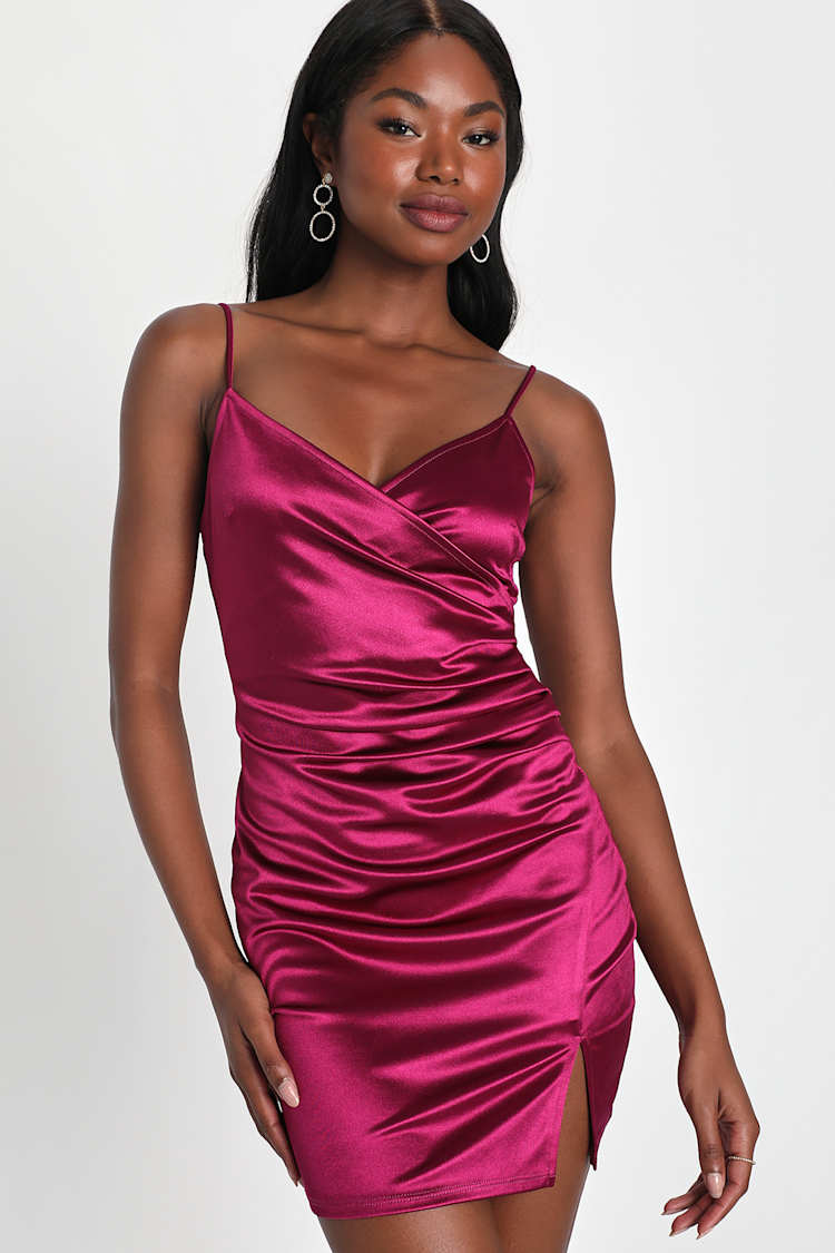 stretch mini dress Stepping Out Tonight Cami Strap Bust Ruched Red A simple yet striking design that shines with understated glamour. Modal Mini Dress in Ivory
