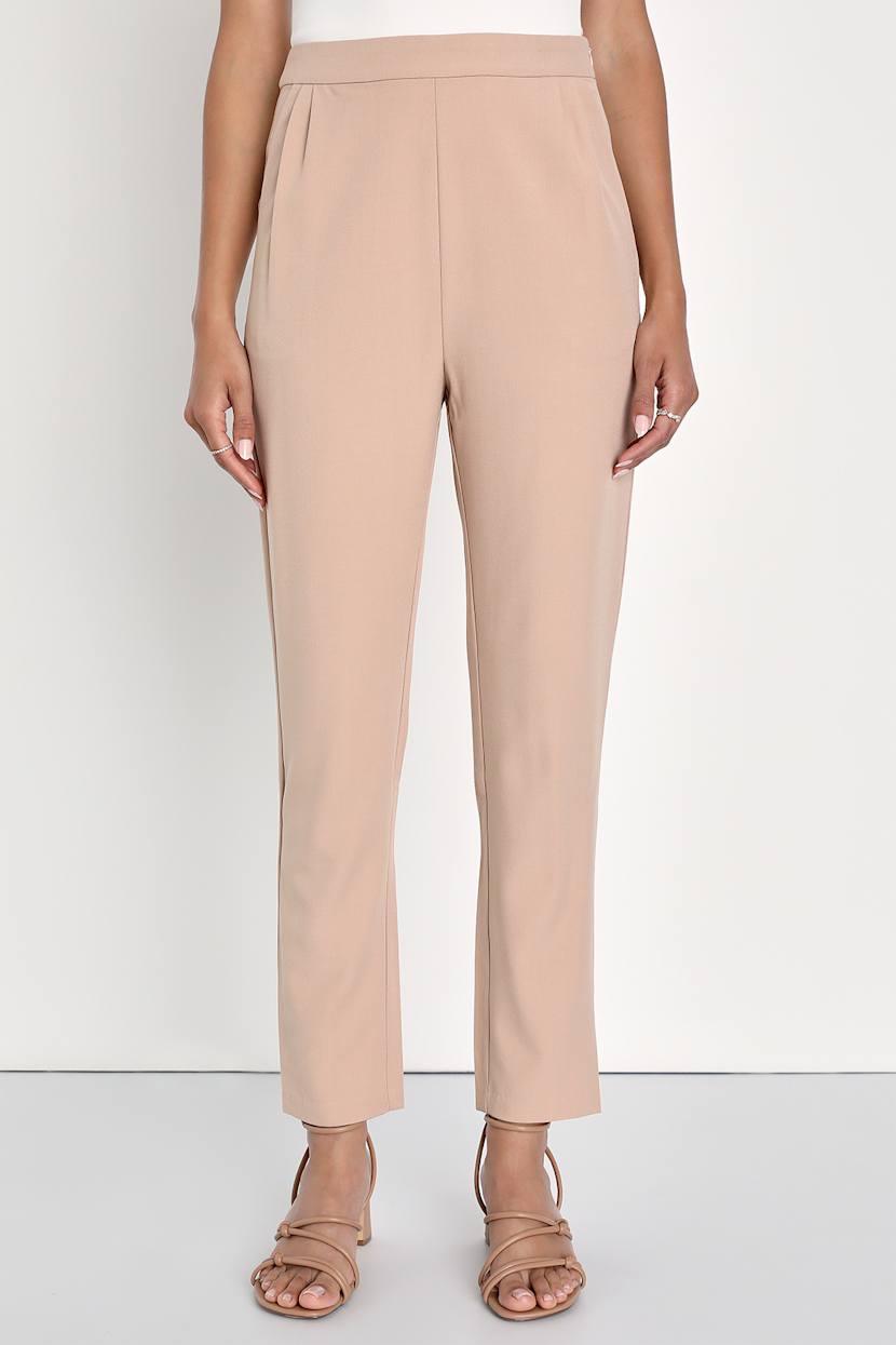 Beige Dress Pants - Beige High Waisted Pants - Trousers - Lulus