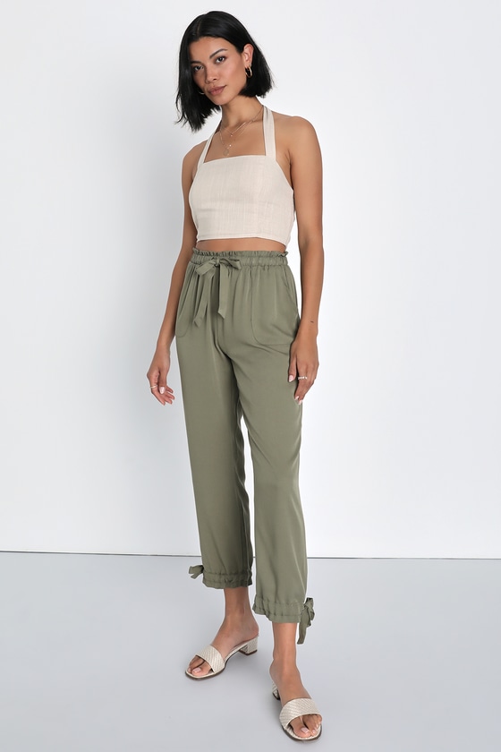 Womens Elastic Cargo Olive Green Pant | Dovetail Workwear