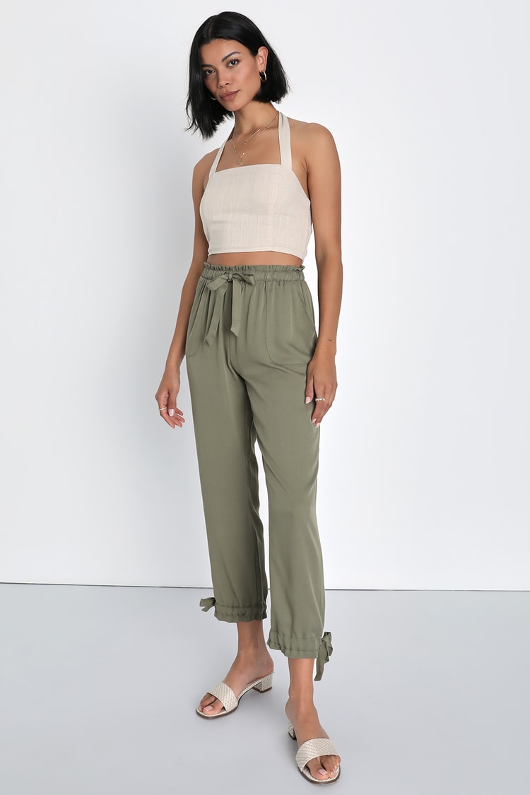 Chic Olive Green Pants - Casual Pants - Drawstring Pants - Lulus