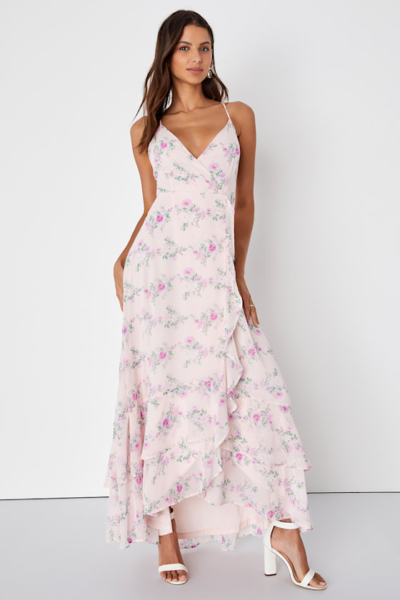 Glam Blush Wrap Maxi Dress - Lace-Up Dress - Ruffle Maxi Dress - Lulus Glam Blush Wrap Maxi Dress - Lace-Up Dress - Ruffle Maxi Dress - Lulus