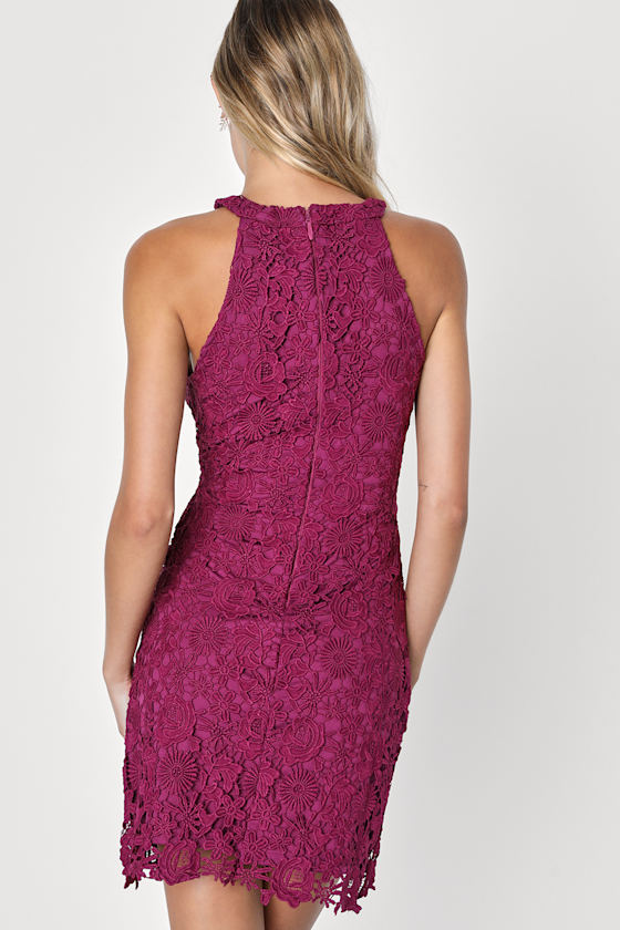 Love Poem Magenta Lace Mini Dress 6
