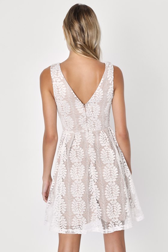 All of My Heart White Lace Skater Dress