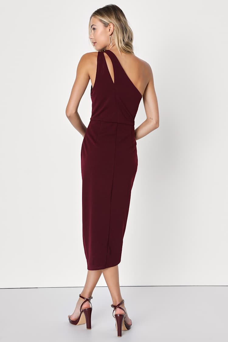 Burgundy Midi Dress - One-Shoulder Dress - Asymmetrical Dress - Lulus Burgundy Midi Dress - One-Shoulder Dress - Asymmetrical Dress - Lulus
