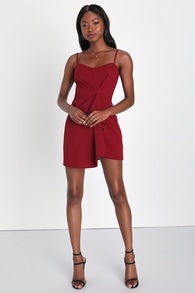 Glamorous Aesthetic Wine Red Sleeveless Bodycon Mini Dress